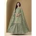 Picture of Silk Dark Olive Green Straight Cut Salwar Kameez