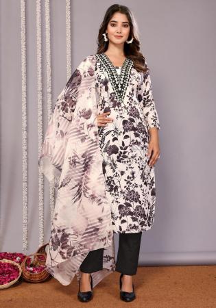 Picture of Gorgeous Chiffon Beige Readymade Salwar Kameez