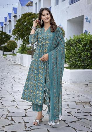 Picture of Comely Chiffon Steel Blue Readymade Salwar Kameez