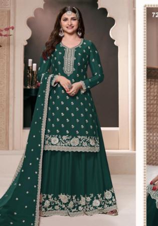 Picture of Chiffon Dark Slate Grey Straight Cut Salwar Kameez