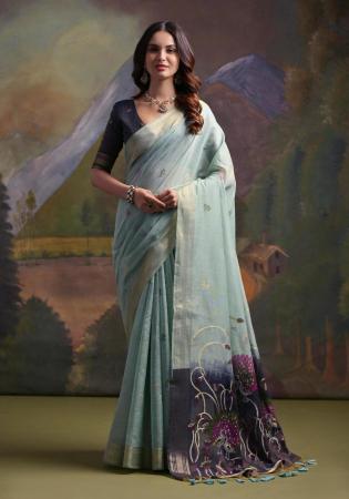 Picture of Magnificent Cotton Dark Slate Grey Saree