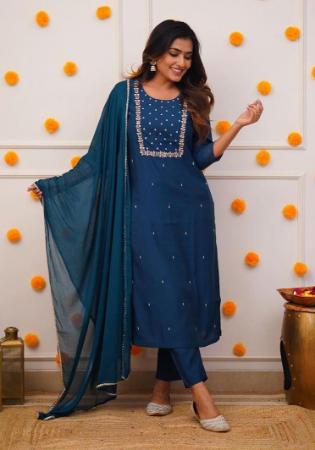 Picture of Radiant Rayon Midnight Blue Readymade Salwar Kameez