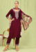Picture of Rayon & Silk Maroon Readymade Salwar Kameez