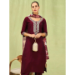 Picture of Rayon & Silk Maroon Readymade Salwar Kameez