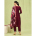Picture of Rayon & Silk Maroon Readymade Salwar Kameez