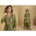 Picture of Chiffon & Silk Dark Olive Green Straight Cut Salwar Kameez