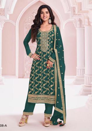Picture of Chiffon Dark Slate Grey Straight Cut Salwar Kameez