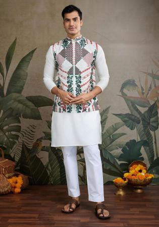 Picture of Wonderful Silk White Kurtas
