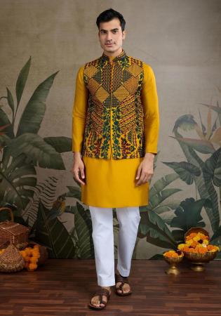Picture of Beautiful Silk Dark Golden Rod Kurtas
