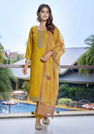 Picture of Nice Chiffon Golden Rod Readymade Salwar Kameez