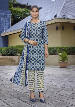 Picture of Chiffon Dark Slate Blue Readymade Salwar Kameez