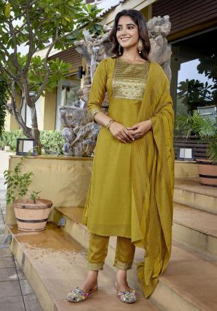 Picture of Resplendent Chiffon Olive Readymade Salwar Kameez
