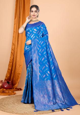 Picture of Bewitching Silk Dodger Blue Saree