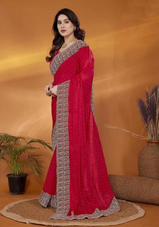 Picture of Graceful Chiffon Dark Red Saree