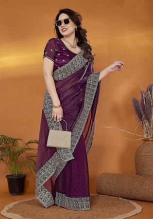 Picture of Gorgeous Chiffon Brown Saree