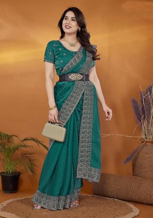 Picture of Appealing Chiffon Teal Saree