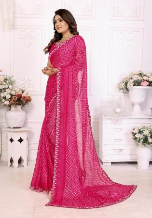 Picture of Fine Chiffon Medium Violet Red Saree