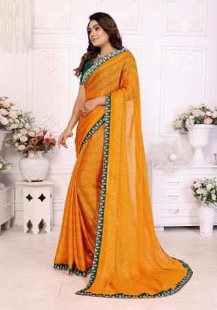 Picture of Delightful Chiffon Dark Orange Saree