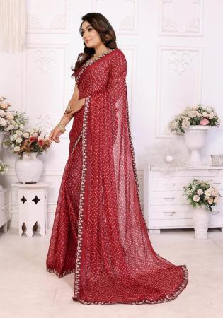 Picture of Enticing Chiffon Maroon Saree