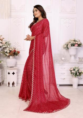 Picture of Pleasing Chiffon Fire Brick Saree