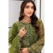 Picture of Organza Dark Olive Green Straight Cut Salwar Kameez