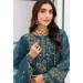 Picture of Organza Dark Slate Grey Straight Cut Salwar Kameez