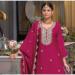 Picture of Well Formed Chiffon Deep Pink Straight Cut Salwar Kameez
