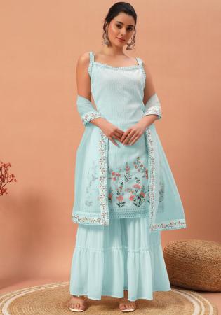 Picture of Georgette Light Steel Blue Readymade Salwar Kameez