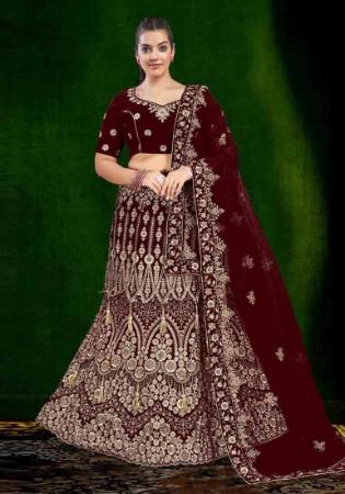 Picture of Good Looking Chiffon Maroon Lehenga Choli