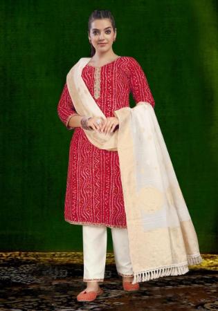 Picture of Splendid Cotton Indian Red Readymade Salwar Kameez