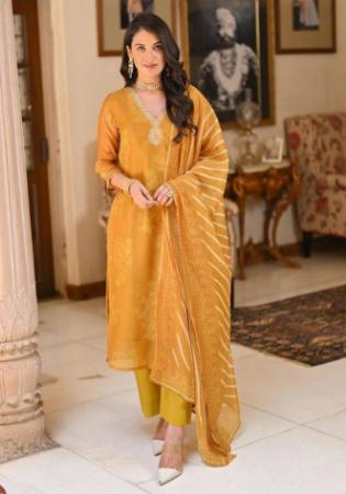 Picture of Rayon & Georgette Golden Rod Readymade Salwar Kameez