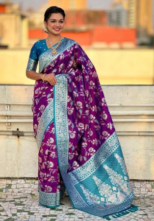 Picture of Well Formed Silk Purple Saree