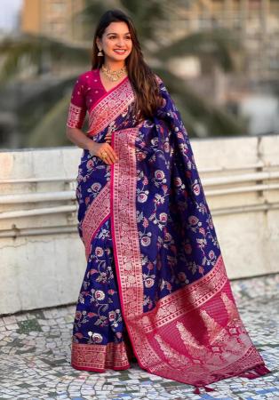 Picture of Amazing Silk Midnight Blue Saree