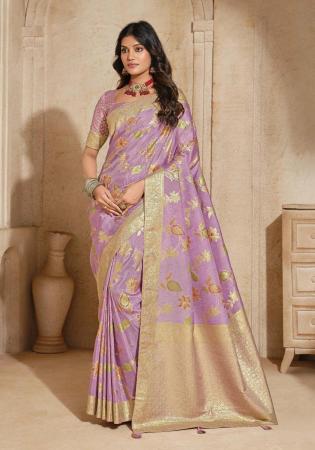 Picture of Ravishing Silk Pale Golden Rod Saree