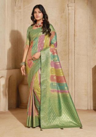Picture of Magnificent Silk Dark Olive Green Saree