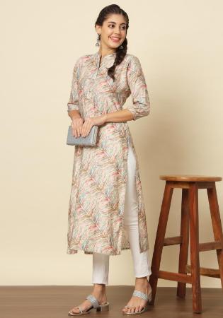 Picture of Cotton & Silk Pale Golden Rod Kurtis And Tunic