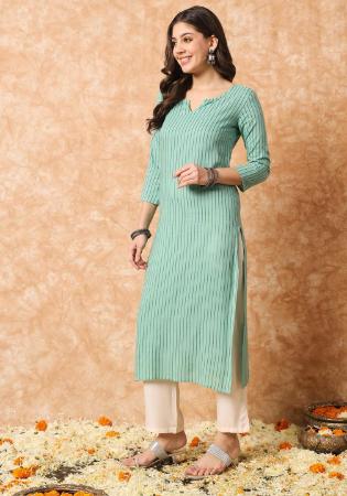 Picture of Cotton & Silk Dark Sea Green Kurtis And Tunic