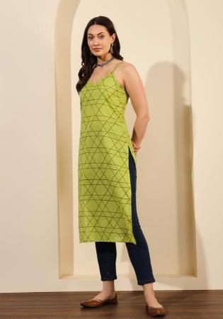 Picture of Sightly Cotton & Silk Dark Khaki Kurtis And Tunic