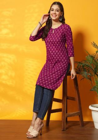 Picture of Beautiful Cotton Maroon Kurtis & Tunic