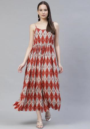 Picture of Shapely Rayon Rosy Brown Readymade Gown