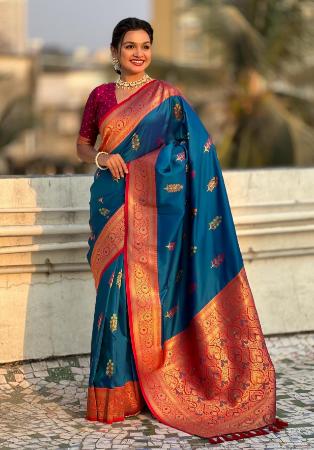 Picture of Pretty Silk Teal Saree