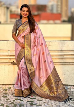 Picture of Gorgeous Silk Pale Violet Red Saree