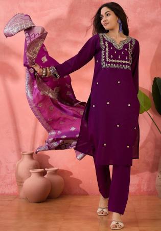 Picture of Pleasing Silk Purple Readymade Salwar Kameez