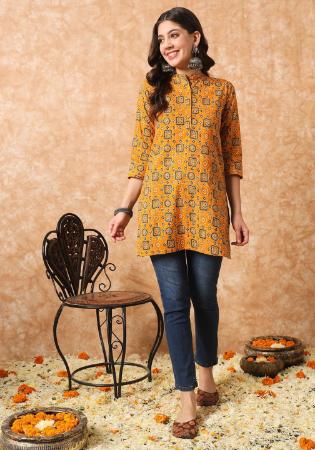 Picture of Stunning Rayon & Silk Sandy Brown Kurtis And Tunic