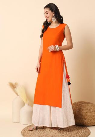 Picture of Marvelous Rayon Orange Red Kurtis & Tunic