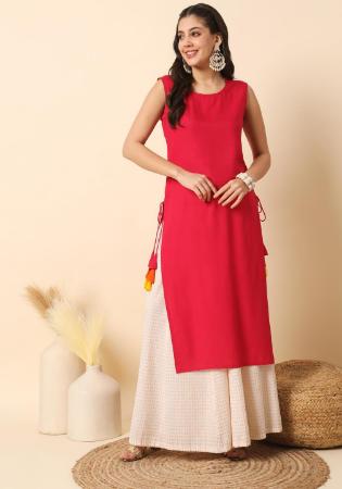 Picture of Wonderful Rayon Crimson Kurtis & Tunic