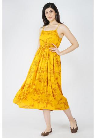 Picture of Sublime Rayon Golden Readymade Gown
