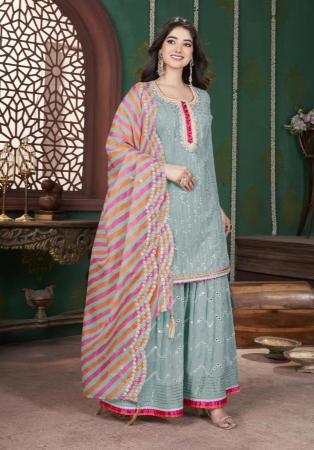 Picture of Georgette Light Slate Grey Readymade Salwar Kameez