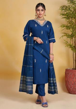 Picture of Statuesque Silk Midnight Blue Readymade Salwar Kameez