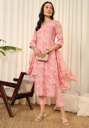 Picture of Rayon & Cotton & Silk Light Coral Readymade Salwar Kameez